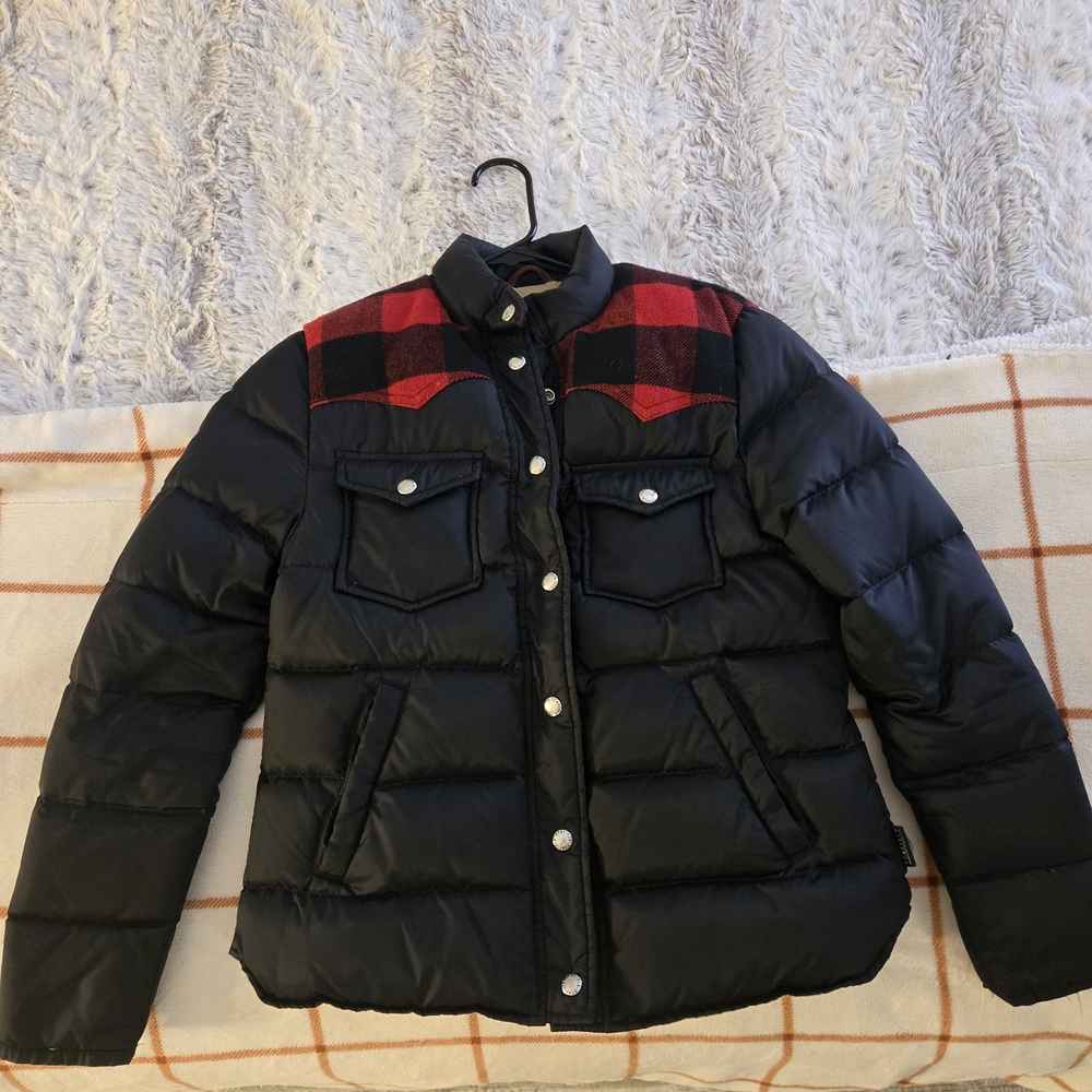 Black and Red Plaid Puffer Jacket